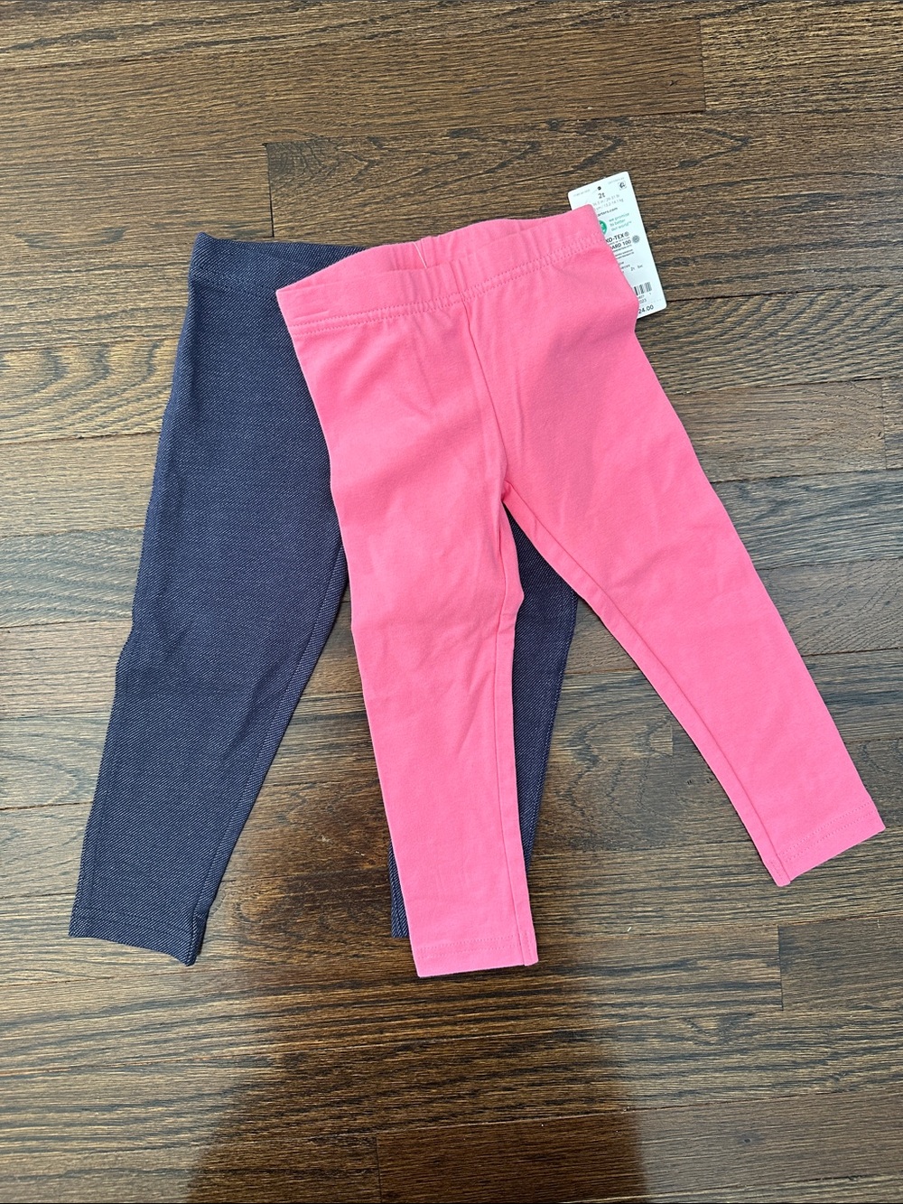 Carter's Girls Pink and Navy Cotton Leggings - 2-Pack
